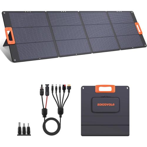 N-Type 16BB 200W Portable Solar Panel for EF/Jackery/Bluetti/Anker Power Station,Solar Panel ETFE USB-A &Type-C IP68 25% High Efficiency for Camping RV Outages Emergencies Home Backuot