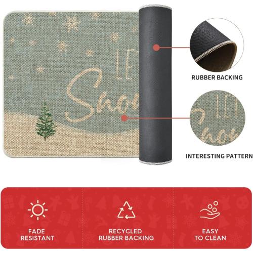 Artoid Mode Skiing Snowboards Let It Snow Winter Kitchen Mats Set of 2, Christmas Low-Profile Home Decor Kitchen Rugs for Floor - 17x29 and 17x47 Inch