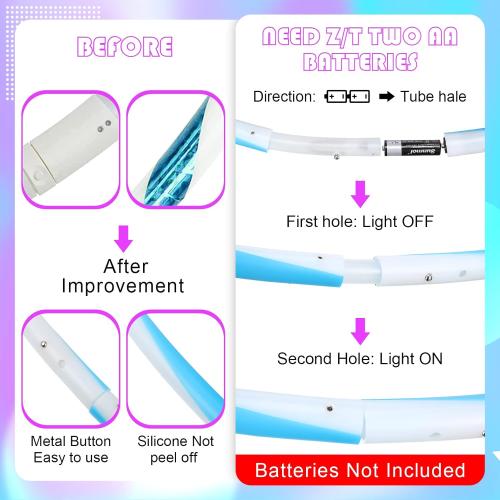 Jerify 4 Pack LED Hoop Light up LED Glowing Lights Fitness Exercise Hoops 10 Color Changing Exercise Glowing Hoop for Halloween Party Favors Dance Dark Fitness