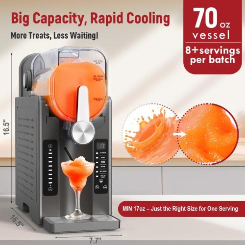 Slushie Machine: No Ice Needed All-in-One Slushy Maker for Home, Real-Time Temp Display, Auto-Clean, 6 Preset | Frozen Margaritas, Cocktails, Frappés, Ice Cream, Smoothies, Milkshakes,Summer Parties