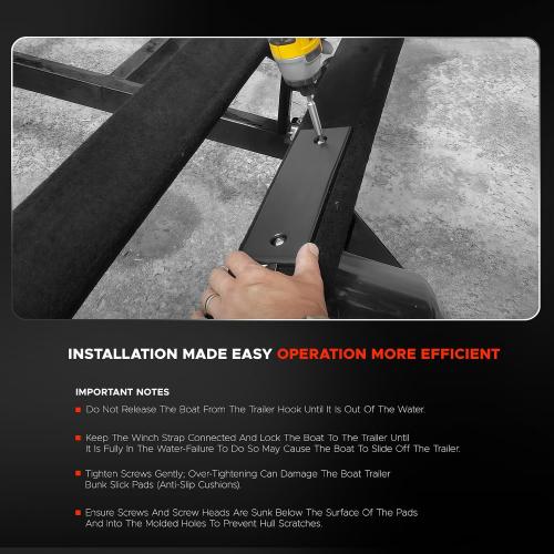 20 pcs Boat Trailer Bunk Slides Kit,Boat Trailer Bunk Slide Pads and Enders Boat Trailer Bunk Slicks for Easier Launching- 16 Pads (3x10)   4 Bunk Enders
