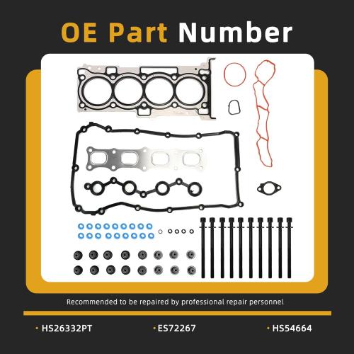 Head Gasket Set with Bolts, 2.4L, for Chrysler 200/Sebring 2007-2016, for Dodge Avenger/Journey 2008-2014, for Jeep Compass/Patriot/Compass 2007-2016 2.4L DOHC L4 16V HS26332PT ES72267(57PC)