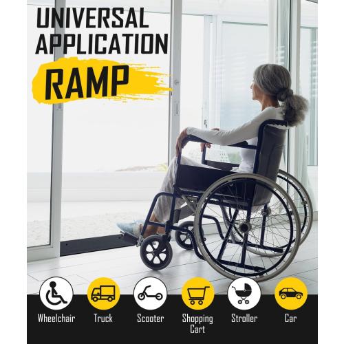 1.5'' Rise Rubber Threshold Ramp - 2204 LBS Capacity, Non-Slip, Cuttable & Adjustable - Handicap Ramp for Wheelchair Scooter Stroller - Driveway Curb Ramps for Doorways 1.5 Rise (39.3x4.7)