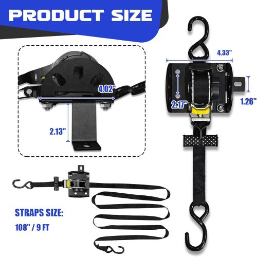 Retractable Ratchet Straps Compatible with 2022-2025 Ford Maverick, 2PCS Retractable Tie Down Straps, Auto Retract Securing Strap Tie Down System