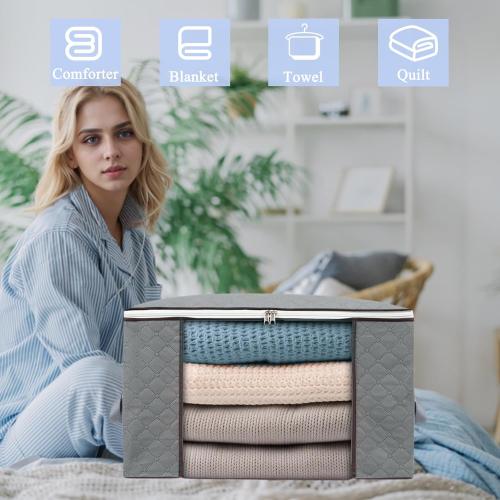 combocube 3Pcs Zippered Storage Bag for Closet King Comforter, pillow, quilt, bedding, Clothes, Blanket Organizers with Large Clear Window & Carry Handles Space Saver