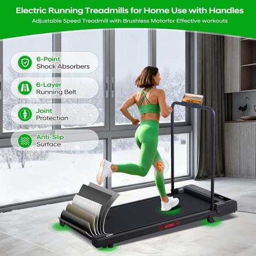 Walking Pad with Handle Bar and Incline, 3.0HP Portable Compact Walking Pads Treadmills with Handles for Home Small, 0.6-7.6MPH Electric Treadmills for Apartment/Home Small Spaces, 350LBS