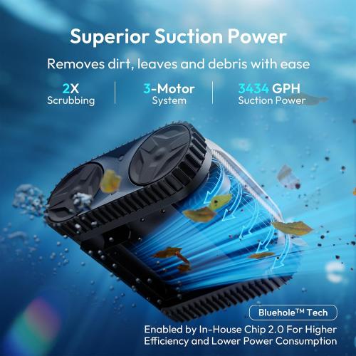 (2026 New) Bubot 700 Pool Vacuum for Inground Pools, Cordless Robotic Pool Cleaner for Above Ground Pools with 210-Min Runtime, Triple Motors, APP Control, Floor/Wall/Waterline Cleaning, Dark Grey