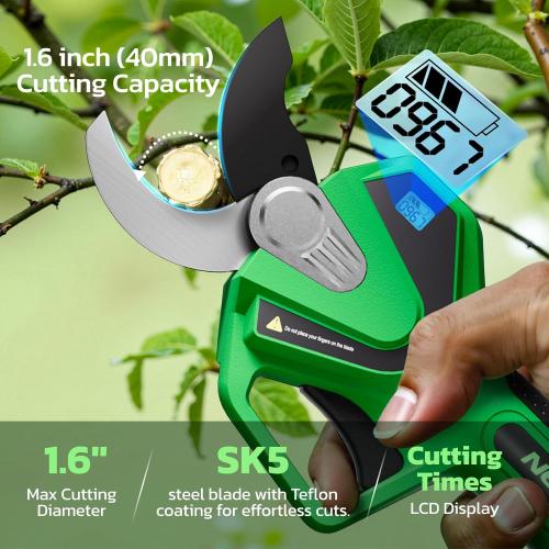 NEXON Cordless Electric Pruning Shears, 2-in-1 Tree Trimmer & Pole Pruner, 1.6 Cutting Capacity, 4000mAh Battery, Brushless Motor, Compatible for Makta 20V Battery, Garden Branch Cutter