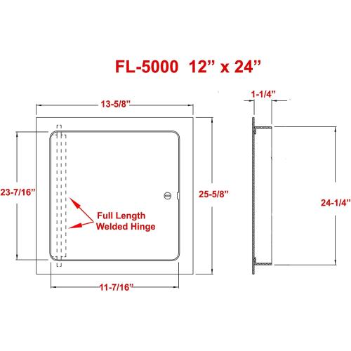 Size 12 x 24 Color White Premier Access Doors 5000 Series Commercial Grade Steel Access Door, 12 x 24 Flush Universal Mount, White (Screwdriver Latch)