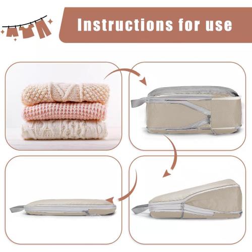 5 Set Compression Packing Cubes for Travel, Lightweight Space-Saving Luggage Organizers, Sturdy Water-Resistant Suitcase Organizer, Travel Accessories and Essentials (Cream 5 Set)