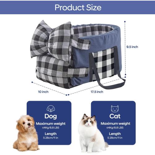 Small Dog Car Seat in The Middle Console, Multi-Functional, Safety Belt, Portable Armrest Pet Seat