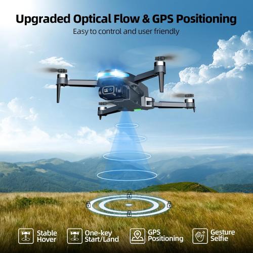 GPS Drone with 2K Camera for Adults, 5G FPV Foldable Drone with 4.5 Screen Controller, Brushless Motor, Tap Fly & Circle Fly, GPS Auto Return, Follow Me, Long Flight Time RC Quadcopter for Beginners