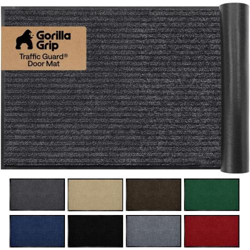 GORILLA GRIP Waterproof Traffic Guard Door Mat, Heavy Duty Entryway Mats, Strong Backing Commercial Utility Rugs for Office Hallway, Garage Floor and Home, Low Profile Carpet