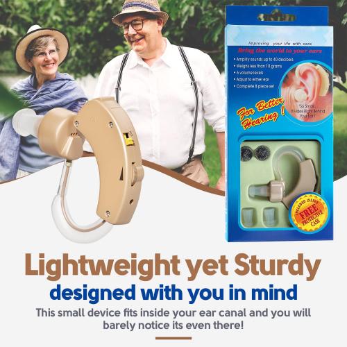 Hearing Aids BTE Behind the Ear,Hearing Amplifier for Seniors,Mini Size Sound Enhancer for Mild to Moderate Deafness(Pack of 1)