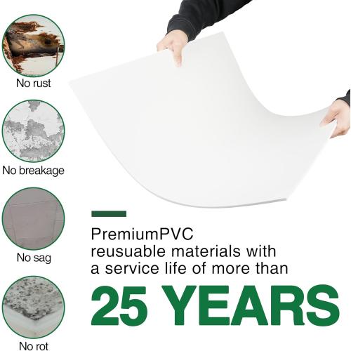 Smooth Drop Ceiling Tiles 2ft x 2ft for T-Bar Ceiling Systems – PVC Ceiling Tiles with No Sag, Waterproof & Fire-Rated – Easy Drop-in Replacement, White, 12-Pack (Covers 48 Sq. Ft)