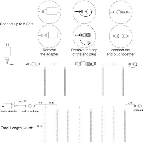 LJLNION Meteor Shower Lights, 12 Inch Outdoor Icicles Christmas Lights, 8 Tubes 288 LED Iciclelights Snow Falling Light, Connectable Raindrop Light, Xmas Wedding Party Tree Holiday Decor, Multicolor