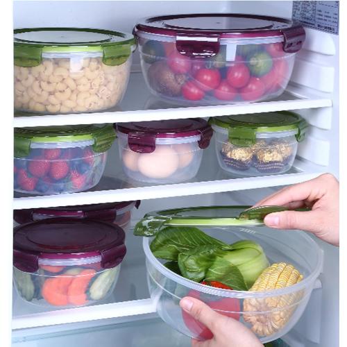 Food Storage containers Set,Round Lunch Boxes,Kitchen Plastic Airtight Stackable Food containers with lids, 4 Pieces, Suitable for Dishwasher,Freezer,Microwave,Transparent