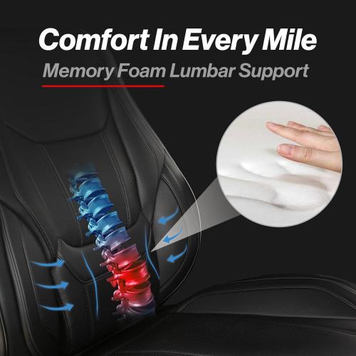 Coverland Custom Truck Car Seat Covers Front Seats for [2019-2026 RAM 2500, 3500 Crew Cab Front Bucket Seats Rear Whole Bench Seat] - Protector Water Resistant Leather Seat Cushion [Front-Black]