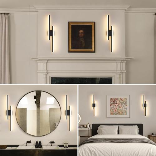 Modern Battery Operated Wall Sconce Set of 2,Dimmable Rechargeable Indoor Led Wall Sconce Lighting,Black Wireless Wall Lamps with Remote Control for Living Room Bedroom Bathroom Hallway