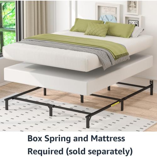 Amazon Basics Metal Bed Frame, 9-Leg Support Base for Box Spring and Mattress, King-Size, Tool-Free Easy Assembly, 79.6 x 76 x 7, Black