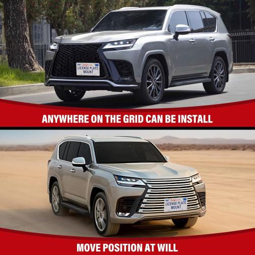 No Drill Front License Frame Compatible with Lexus 2015-up NX RX 2019-up UX Anti-Theft License Plate Grille Mount Holder Car Tag Covers Rust-Proof, Rattle-Proof Car Accessories