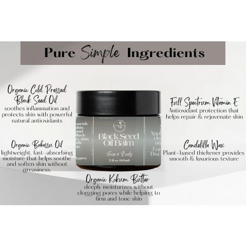 Black Seed Oil Balm - Nigella Sativa | 2oz | Vegan Skin Repair Ointment for Dry, Irritated Skin | Handmade In The USA | Non-GMO, Chemical-Free