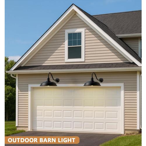 21 Large Black Outdoor Gooseneck Barn Light, Modern Vintage Style Barn Gooseneck Light for Garages, Farmhouses and Porches