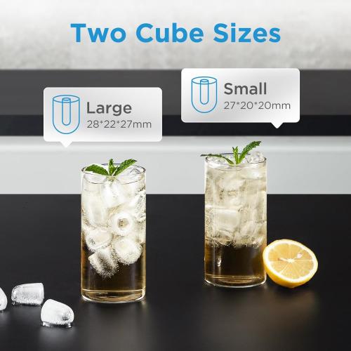 Midea MERI26B1AGY Countertop Bullet-Ice Maker, 8 Ice Bullets Ready in 6 Minutes, 26lbs/24H, Self-Cleaning Function with Ice Scoop and Basket for Home/Office/RV