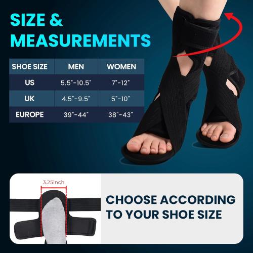 Welnove AFO Foot Drop Brace – Adjustable Lightweight Ankle Support Keeps Foot at 90° Dorsiflexion – Relieves Drop Foot, Achilles Tendonitis, Ankle Sprain