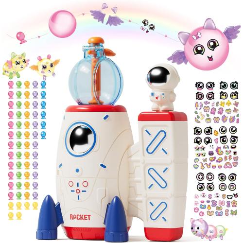 PINSHILE DIY Space Magic Balloon Craft Kit, Sticker Decorated Balloons Toy for Kids, Rocket Air Pump Fun with Balloon Monster Pals, DIY Creative Activity, Birthday Gifts for Girls Boys Ages 3
