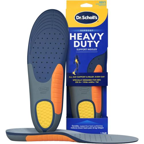 Dr. Scholl's Heavy Duty Support Insole Orthotics, Big & Tall, 200lbs , Wide Feet, Shock Absorbing, Arch Support, Distributes Pressure, Trim to Fit Inserts, Work Boots & Shoes, Men Size 8-14, 1 Pair