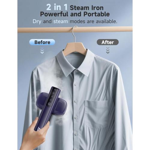 Steamer for Clothes,1200W Powerful Portable Steamer Iron,15s Fast Heat-up,100ml Tank,20 Min Continuous Steam, Wrinkle Remover for Travel, Home, Office(Blue)
