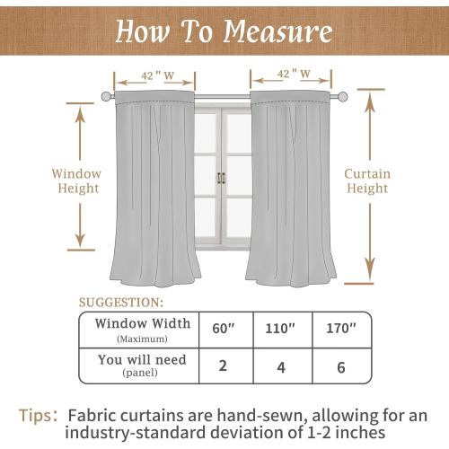 LAMIT Natural 100% Blackout Linen Curtains, 45 Inches Linen Textured Thermal Bedroom Curtains Back Tab and Rod Pocket Neutral Panels with White Liner for Farmhouse, 2 Panels, 42 x 45 Inch, Ivory