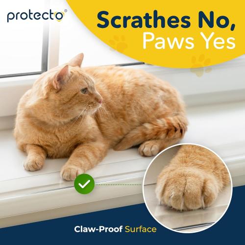 PROTECTO Window Sill Protector from Dogs 35.5 x 2.25 Clear Window Guards from Cats Scratching, Chewing & Clawing | Keep Your Sills Smooth & Paws Safe | Ultra Strong Window Sill Cover Protection