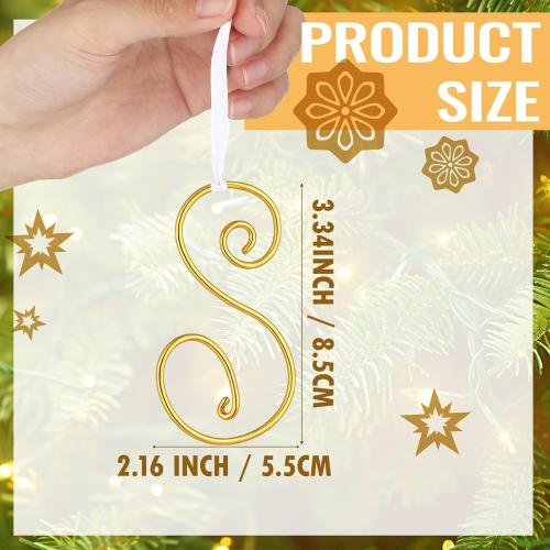 3.15 Inch Initial Christmas Stocking Name Tags Personalized Letter Metal Hanging Name Gold Wire Gift Ornament Alphabet Present Ornaments Tags for Christmas Tree DIY Craft(Letter S)