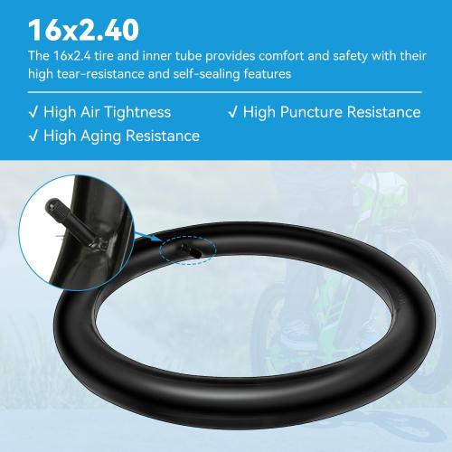 EOPOAYI 16x2.4 Bike Tire and Inner Tube Set Compatible with Electric Bike Kids Bicycle E-Scooter, 16x2.40 64-305 16 Inch Dirt Bike Tire for Razor MX650 MX500 SX500 Mcgrath Dirt Rocket Bike (2-Packs)