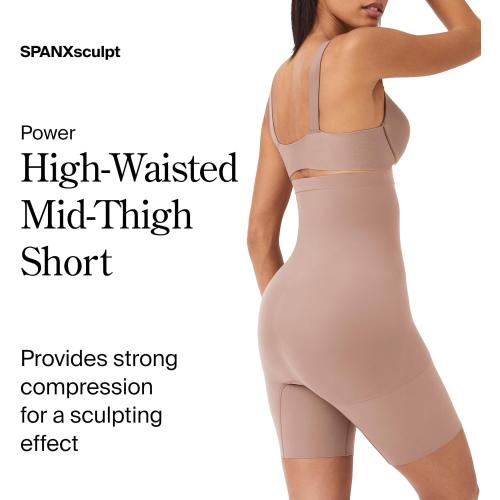 Size 2X SPANX SPANXsculpt Seamless Power High-Waisted Mid-Thigh Short - Lightweight, All-Day Comfort - Core Control Shapewear