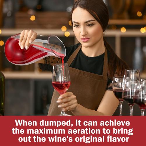 2 Pcs 48 oz Wine Decanter Carafe, Pierced Decanter, Clear Glass Juice Pitcher Jar for Red Wine Beer Water Lovers Gift Wedding Birthday Party Supplies