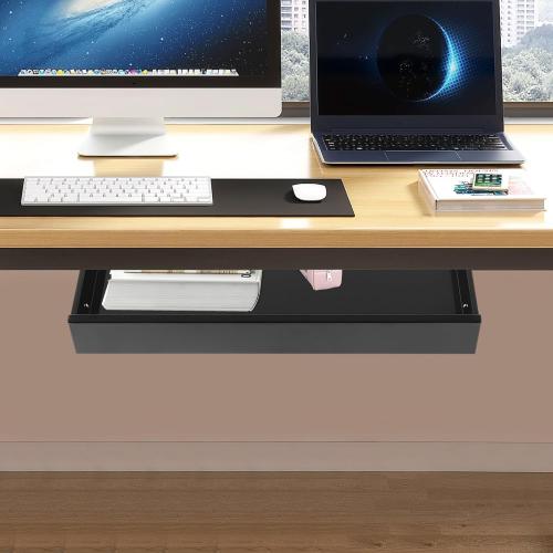 Sliding Pull-out Under Table Drawer for Office Desk, Drawer For Under Desk, Undermount Drawer for Sit Stand Workstation (Black, 22)