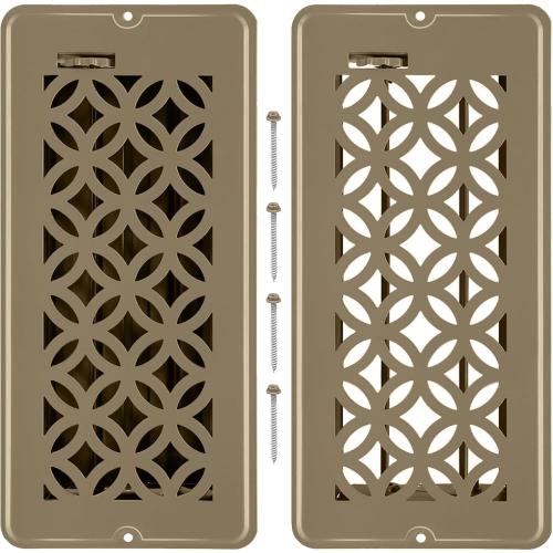 2 Pack Floor Vent Covers, Floor Register 4x10, Adjustable Decorative Vent Covers for Home Floor Ceiling or Sidewall Vent, Heavy Duty Walkable Steel Floor Vents, Rust-Proof Finish (Brown)