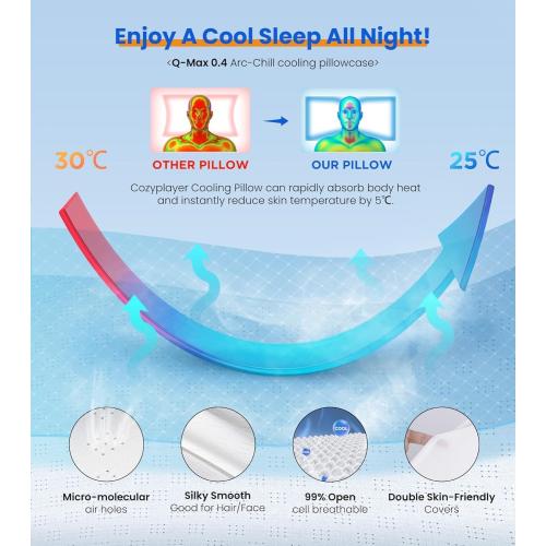 Ultra Pain Relief Cooling Pillow for Neck Support, Adjustable Cervical Pillow Cozy Sleeping, Odorless Ergonomic Contour Memory Foam Pillows, Orthopedic Bed Pillow for Side Back Stomach Sleeper