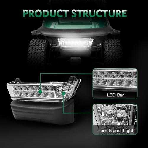 Upgrade Golf Cart Headlight Kit Fit for Club Car Precedent 2004-UP, Golf Cart Front LED Light Kit with Bumper Replacement for Club Car Precedent Gas&Electric