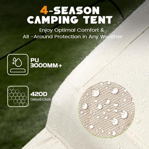 Inflatable Tent with Skylight, Quick Setup Blow Up Tents with Pump, Hot Tent with Stove Jack, Waterproof Oxford Inflatable House for Camping, Air Glamping Tents for Camping Adult