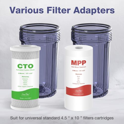 SimPure Whole House Water Filter System, 2 Stages Clear Home Water Pre-Filtration with Carbon and Sediment Filters, Reduce Odor, Chlorine, Taste, Iron, Lead, 1 NPT Brass Port, BPA Free(DB10C-2)