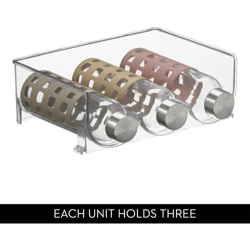 Set of 4 iDesign Stackable 3-Section Bottle Holder for Water, Soda, or Wine Bottles - Clear - Made in USA
