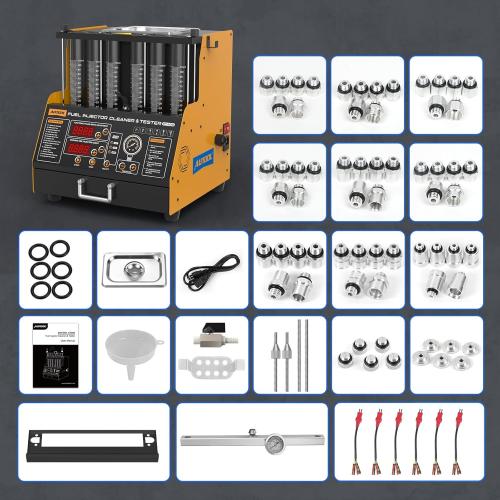 AUTOOL Fuel Injector Cleaner and Tester Machine, Ultrasonic Fuel Injection Cleaner for All 6 Cylinder Petrol Vehicles, GDI, EFI, FSI Fuel Injection Systems Cleaner Kit 12V/70V/220V