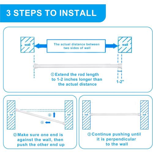 2 Pack Shower Curtain Rod 42-78 Inch, 1Diameter Spring Long Adjustable Tension Curtain Rods for Bathroom Windows Closet No Drilling No Rust, White