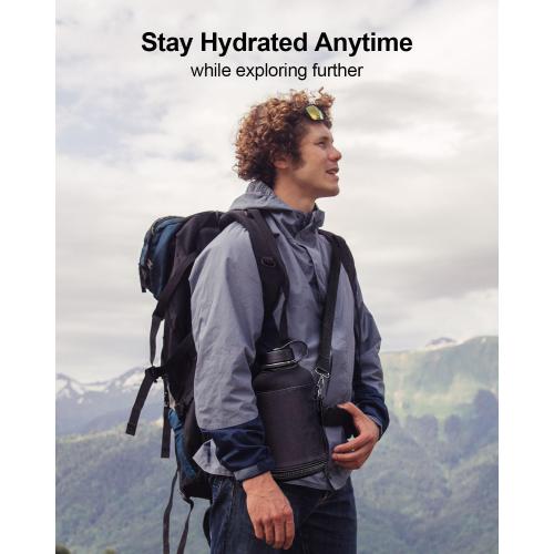 BUZIO Vacuum Insulated Stainless Steel Water Bottle 64oz (Cold for 48 Hrs/Hot for 24 Hrs) BPA Free Double Wall Travel Mug/Flask for Outdoor Sports Hiking, Cycling, Camping, Running