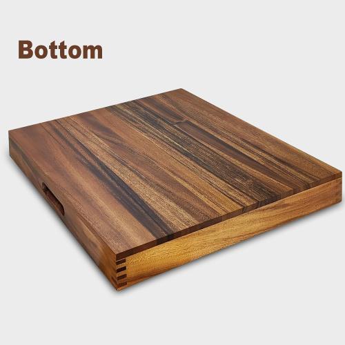 YIFAN 20 * 20Inches Walnut Wooden Ottoman Tray with Handles,Square Coffee Table Serving Tray for Home Decor,Couch Table for Party,Patio Breakfast Trays for Bed no Legs