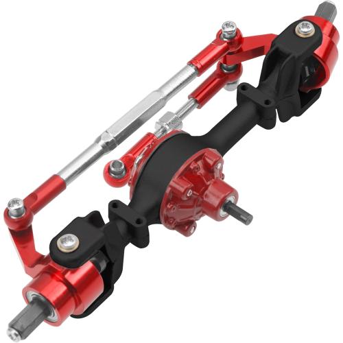 Metal Front & Rear Portal Axle Set Upgrades Parts Compatible with WPL C14 C24 C34 C44 B14 B24 1/16 RC Car (Black)